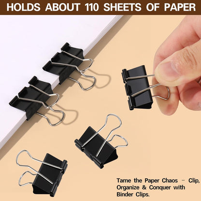Binder Clips, Qimailer Medium Clips,36 Pcs 1.25 Inch,Black Metal Binder Clips and Paper Clips for Office, Home, School