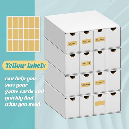 Cholemy Trading Card Storage Box 15000+ with 70 Cardboard Storage Divider, Label Sticker for Collection Compatible with TCG, Sport Cards(4 Row, 4 in A Row,White)