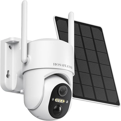 HOSAFE.COM Cameras for Home Security Outdoor, WiFi Outdoor Camera Wireless, Solar Security Cameras Wireless Outdoor, 360 PTZ, PIR Sensor, 2K HD Color Night Vision, 2-Way Talk, IP66 Waterproof