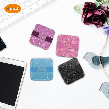 Fintie Screen Cleaning Pad, [4 Pack] Soft Cloth Wipes Screen Cleaner with Elastic Strap for iPad, iPhone, MacBook, Tablets, Laptop (Glitter Pink/Black)
