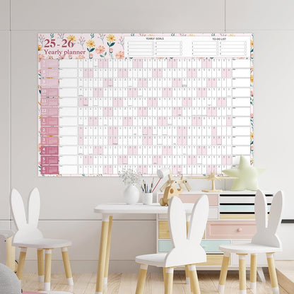 Ospelelf Calendar 2025-2026 Large Dry Erase Wall Calendar 32'' x 48'', 12 Month Laminated Calendar for Classroom, Family, Use July 2025 - June 2026 (Floral)