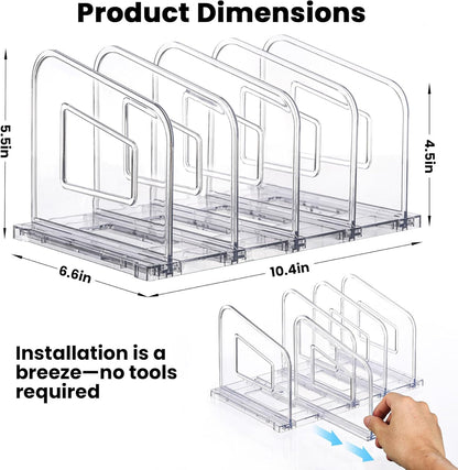 File Organizer, Acrylic File Folder Organizer File Sorter, Plastic Vertical Book Dividers for Magazine Mail Letter Paper, Desktop Organizers for Office, Classroom & Home(4 Sections, 2 Pack)