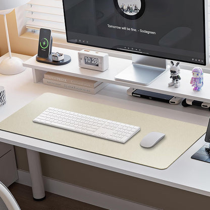 Boutilon Leather Desk Pad Protector,Non-Slip Mouse Pad,Laptop Desk Pad,Office Mouse Mat,Waterproof Leather Desk Blotter,Desk Writing Pad for Office and Home (L-Golden,35"x 17")