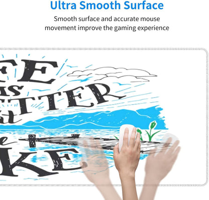 Life is Better at The Lake Mouse Pad, Large Big Gaming Mouse Pad Desk Pad, Mousepad with Non-Slip Rubber Base, Extended XXL Mouse Mat for Computer Laptop Office Accessories