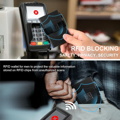 Slim Wallet for Men,Black RFID Blocking Card Holder with Expandable Backplate Money Clip & ID Window Quick Access Minimalist Metal Pop Up Wallet,Holds 12+ Credit Cards/Passport/ID Cards