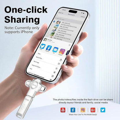 iDiskk 128 GB Auto-Secure-Backup USB Flash Drive Thumb Drive - iPhone Memory Storage to Transfer & Backup Photos, Videos,Photo Stick for iPhone,iPad, Android, Mac & PC