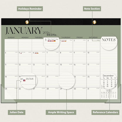 Desk Calendar 2025-2026, Runs Until December 2026 - Large Size 17" x 12" Desktop/Wall Monthly Calendar with To Do List, Personal Desk Calendar Planner for Home, School, Office