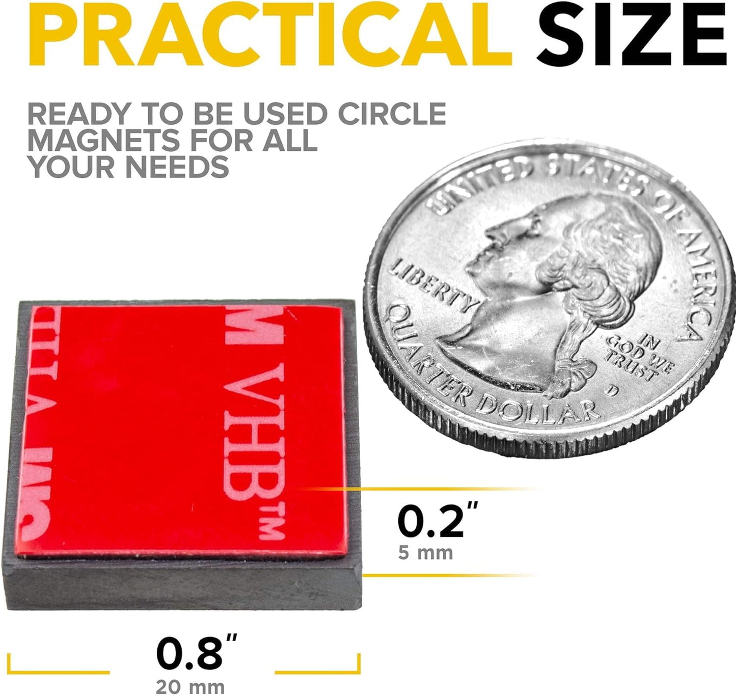 X-bet MAGNET Adhesive Magnets - Ferrite Magnetic Squares - 48 Pieces - Strong Sticky Adhesive Backing - Ceramic Magnets Ideal for Projects, Kitchen - 8"" x0.2
