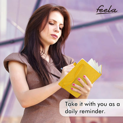 feela 8 Pack Journal Notebook Bulk for School, Hardcover Business Notebooks Classic Ruled Lined Journals with Pen Holder for Work Note Taking, with 8 Black Pens, 120 GSM, 5.1”x8.3”, A5, Yellow