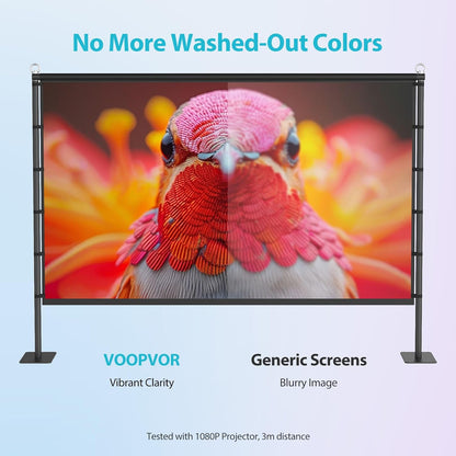 Outdoor Projector Screen with Stand - VOOPVOR 120 inch Projector Screen Portable - Lightweight Projection Screens Indoor Front/Rear - Movie Screen 16:9 4K HD with Catty Bag for Backyard Home Theater