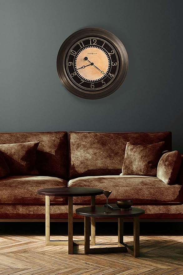 Howard Miller Chadwick Wall Clock – Antique Brass Finish, Vintage-Inspired Round Design, Battery Operated Quartz Movement, Elegant Decorative Piece for Living Room, Dining Room, or Office Decor