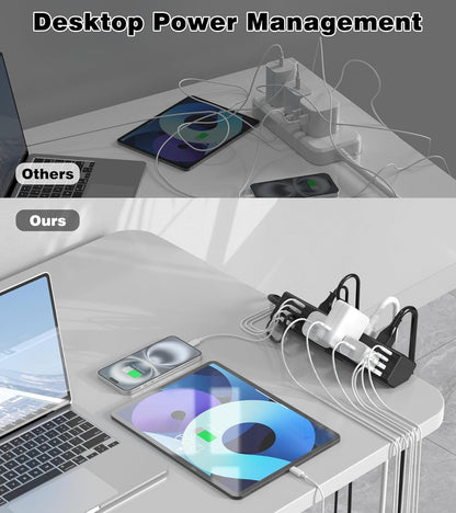 Desk Clamp Power Strip, 40W Total Fast Charging Station, Desk Edge Mount Power Strip, 8 USB Ports(4 USB C) & 8 AC Outlets, Fit 1.9" Tabletop Edge(6Ft 14AWG Cable)