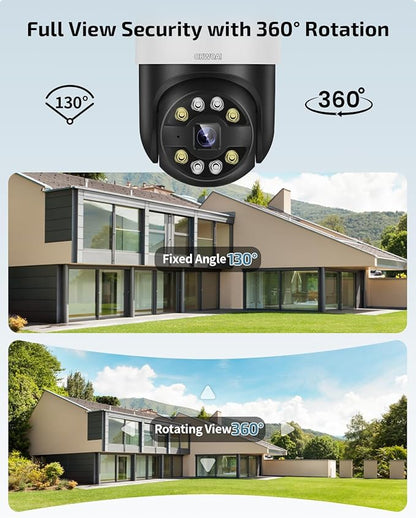 OHWOAI 《2-Way Audio & Auto-Tracking》4K Outdoor Wired Security Camera System,360 Degrees Security PTZ IP Cameras,Surveillance Video Equipment, Surveillance DVR Kits