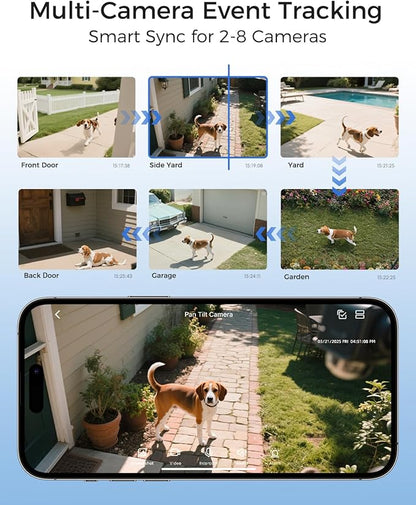 MUBILIFE 4K Security Cameras Wireless Outdoor, No Subscription, 8MP Solar Powered Cameras for Home Security, 64GB Local Storage, AI Auto Tracking, Color Night Vision, 2.4&5GHz WiFi, 4-Cam Kit