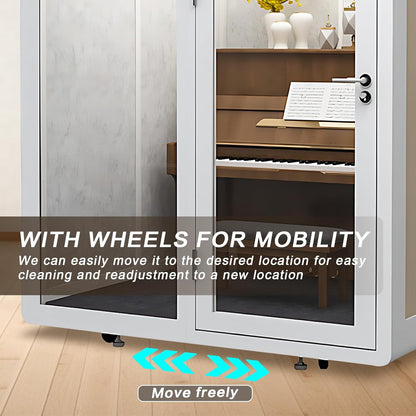 Office Sound Booth with Audio Privacy - Soundproof Booth Includes White with Wood Grain Side Trim,Soundproof Room with Light,Fans, Socket for Piano Room,Negotiation Room (70.86IN)