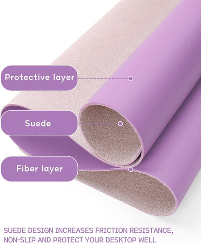 YSAGi Non-Slip Leather Desk Pad, Waterproof Laptop Computer Desk Keyboard Mat, Table Protector Blotter Mat, Large Mouse Pad for Office/Work/Home/Decor(Purple, 31.5" x 15.7")
