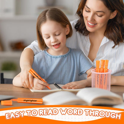 Qilery 72 Pack Highlighters Bulk, Tank Style Chisel Tip Highlighters Markers Quick Drying for Kids and Adult Coloring, Classroom Home Office School Supplies (Orange)