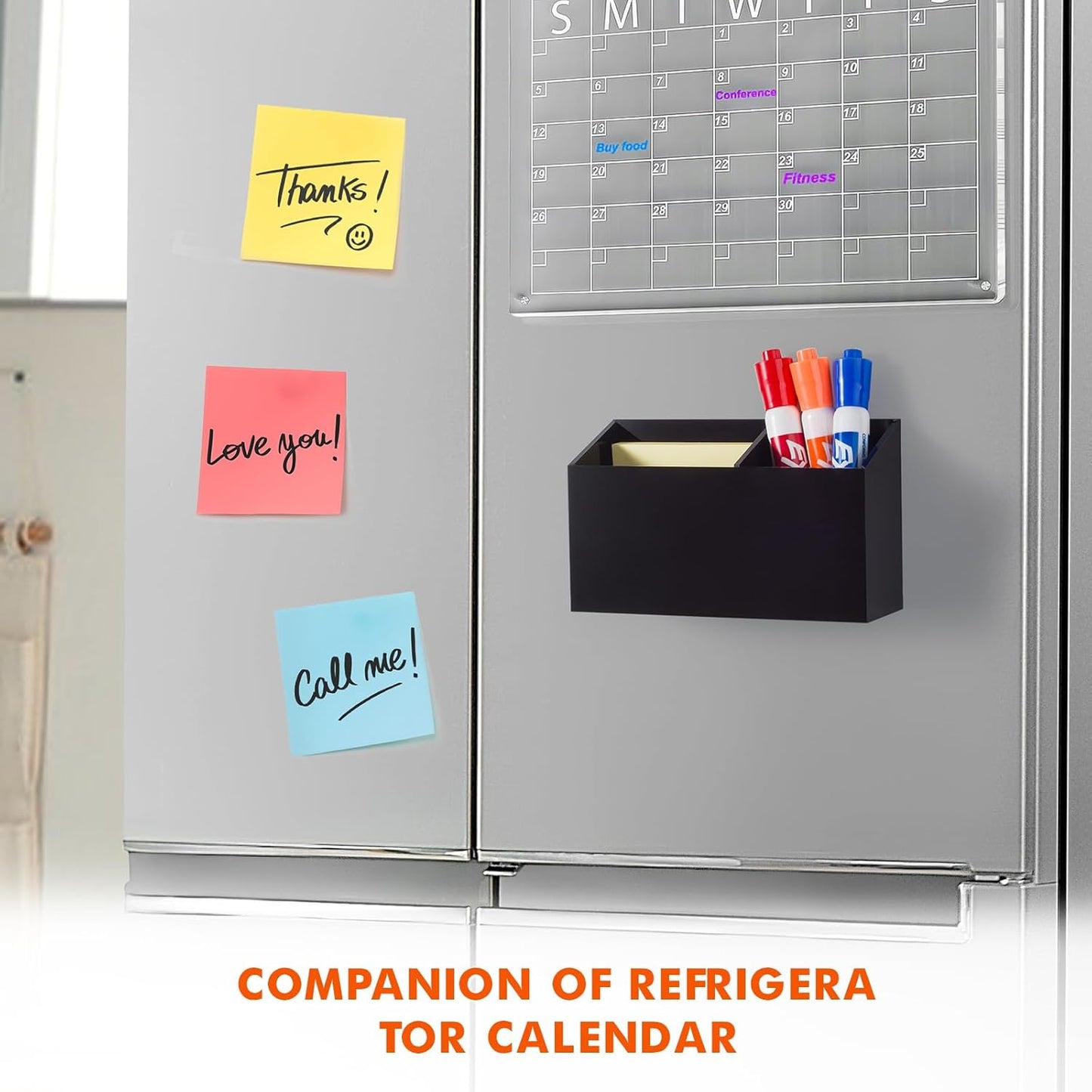 BEYGORM Magnetic Dry Erase Marker Holder for Whiteboard,Non-slip Acrylic Magnet Pen Holder for Fridge Refrigerator,Locker Organizer for Work,Locker Accessories,Pencil Cup for Desk(Black)