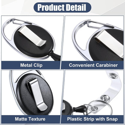 Laumoi 180 Packs Retractable ID Badge Holder Name ID Badge Reel Clips Keychain with Belt Clip and Key Ring for Office Worker Doctor Nurse Employee (Black)