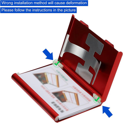 PATIKIL 2 Pcs Business Card Holder, Thumb Drive Business Card Holder Portable Business Card Holders Alloy Slide Out Card Case for Business Meeting, Red