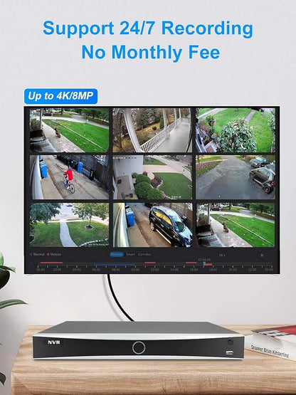 Anpviz 12MP NVR 32 Channel PoE Security Camera System, 32CH H.265+ NVR with 8TB HDD and 16 Ports PoE Switch, 24pcs 4K 8MP IP Cameras with Smart Color Night Vision, Business Surveillance, 24 Cables