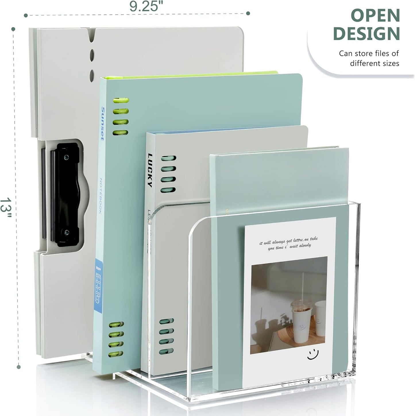 Acrylic Magazine Holder Desk Organizer Workspace Sorters，Clear Bookend File Sorter Holder，Folder Rack, Office Accessories Organization Storage with 3 Vertical Compartments