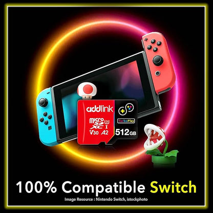 addlink 512GB Micro SD Card for Gaming Nintendo-Switch 1 4K Camera Pro A2 V30 for Smartphone, Gopro, Action Cams, 4K UHD Video Recording Up to 100MB/s, UHS-I U3 C10 Class 10 with Adapter