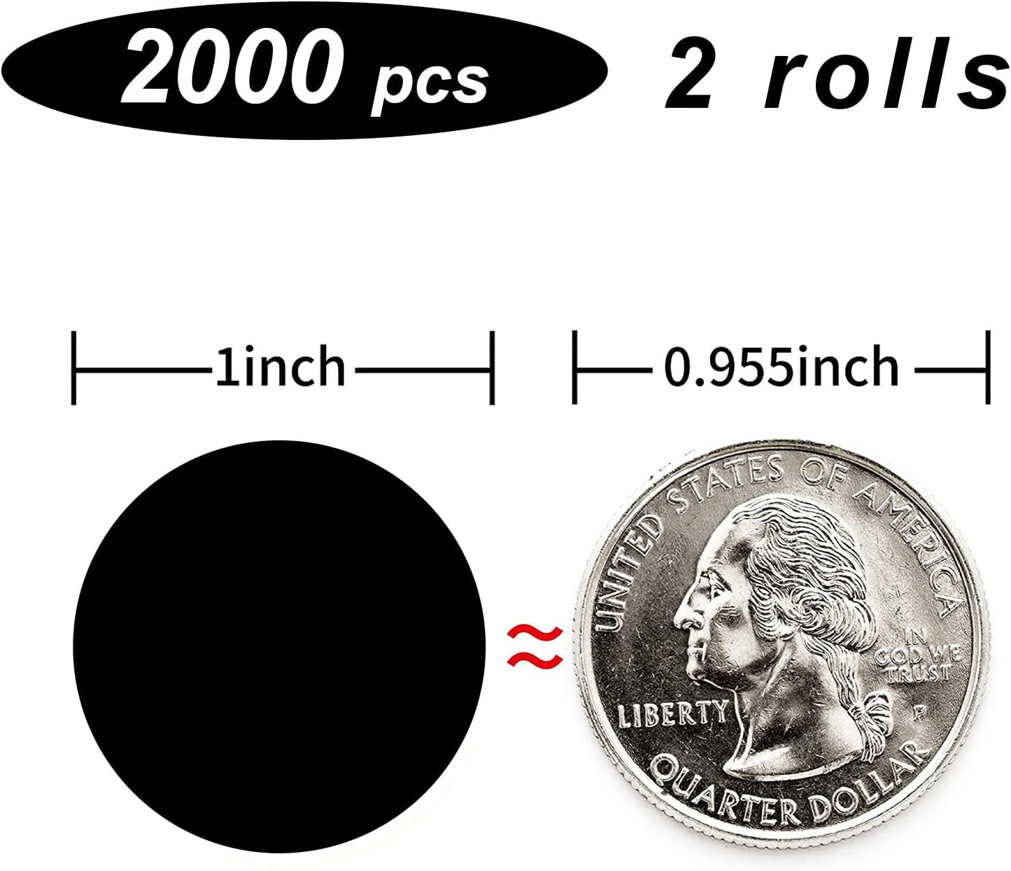 Black Circle Stickers 2000Pcs Dot Stickers, 1 Inch Round Write Coding Labels Can Writing for Family, Office, Student Classroom