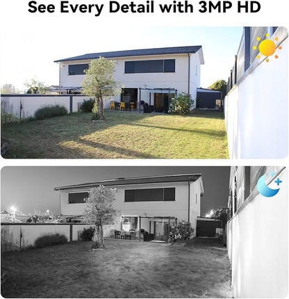 Wired Security Camera System Outdoor, 4CH 5MP Lite AHD DVR with 500G Hard Drive, 4 x 3MP Wired CCTV Camera, Indoor/Outdoor Surveillance DVR Kit with Human Detection, Night Vision