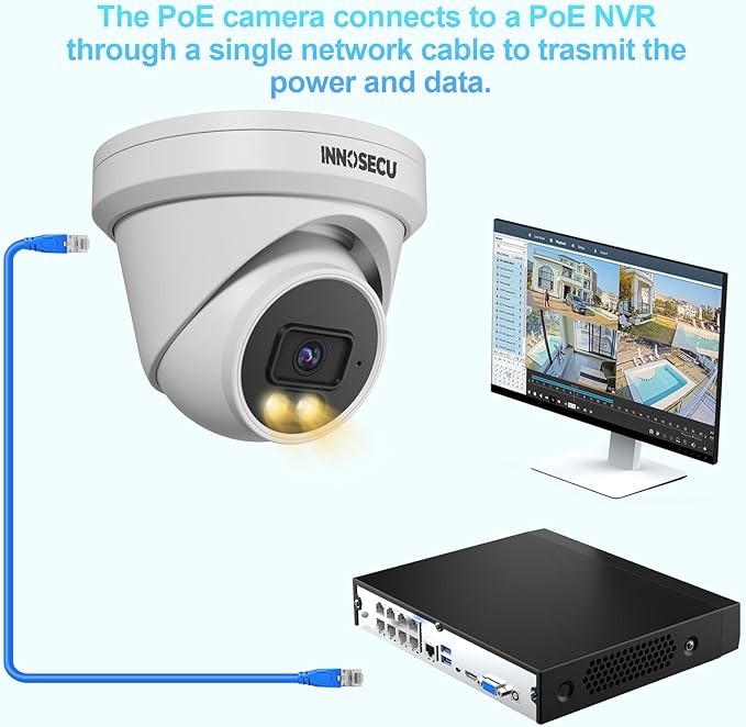 5MP PoE Camera, IP Dome Surveillance Camera Outdoor Indoor, Waterproof IP67, Smart Dual Light Color Night Vision Built-in Mic, 2.8mm Lens Wide Angle 110°, Human/Vehicle Detection, IND5GD97S