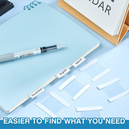 Insertable Self Adhesive Tabs with Printable Inserts, 1 Inch Clear Index Tabs Sticky Plastic Divider Planner on File Folder and Inserts for Book Page(50 Pieces)