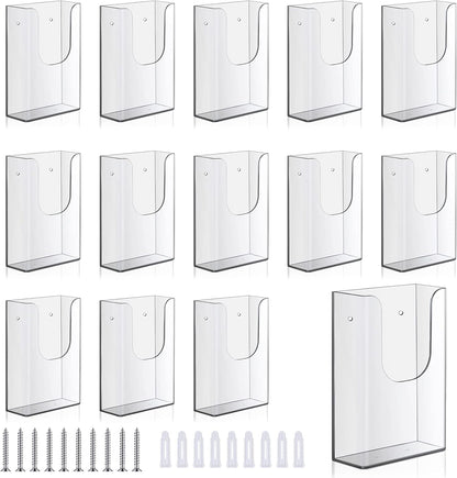Blulu 20 Pcs Acrylic Brochure Holder Wall Mount, 4 x 6 Inches Clear Flyer Holder Rack, Plastic Pamphlet Stand with Nails for Magazine, Booklet, Card, Bookmark Display, Home Office and Church Supplies