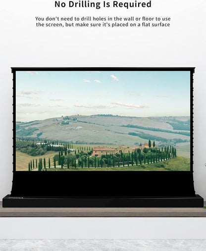 VIVIDSTORM-Projector Screen with Stand S 120 inch Portable Folding Stand Indoor Tension Floor Screen 4k HD White Cinema, 4K/3D/UHD Gaming/Home Cinema,Compatible with Normally Projector,VSDSTW120H