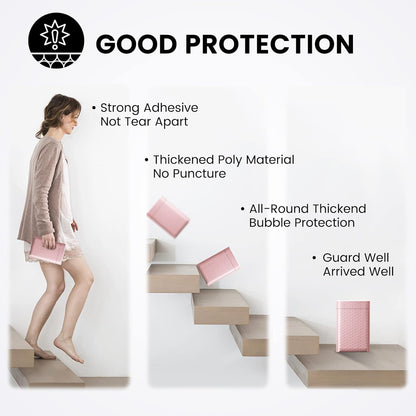 Fuxury Small Bubble Mailers 4x8" 100 Pack Light Pink Bubble Mailer Usable Size 4x7" Self Seal Padded Envelopes Mother's Day Gifts Mailing Envelopes Bubble Padded for Shipping