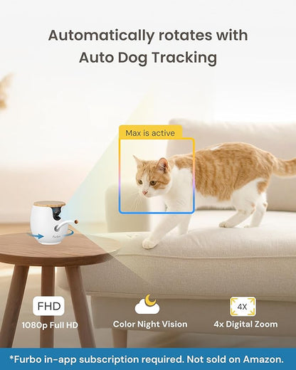 Furbo 360° Cat Camera + Mini 360° Cam [New Subscription Required at Setup] 2-Camera Bundle Nanny Subscription: Cat Safety Alerts, Pet Camera with Speaker, Phone App & Night Vision
