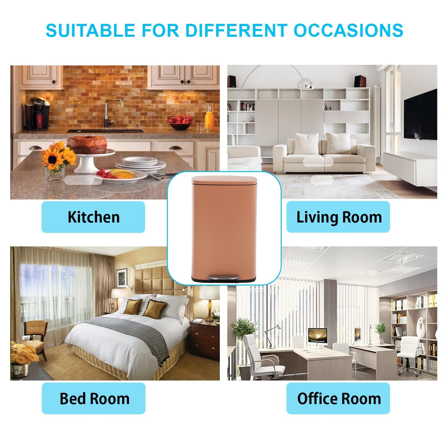 PayLessHere 13 Gallon (50L) Trash Can Kitchen Stainless Steel Trash Can Trash Can with Lid Removable Inner Bucket Foot Pedal Soft Close for Office Home Kitchen Garbage Can Trash Bin