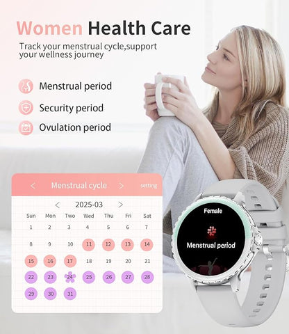 LIGE Smart Watches for Women (Answer/Make Call) 1.27” TFT Smartwatch,300mAh/IP68 Waterproof Fitness Tracker Pedometer 111 Sport Modes for Android iOS,Sliver