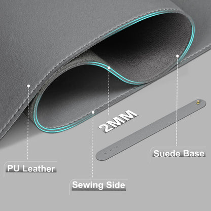 Leather Desk Pad Protector, 47.2'' x 23.6'', Suede Base Sewing Desk Blotter, Non-Slip Office Mat, Waterproof Writing Pad for Office and Home - Dark Gray