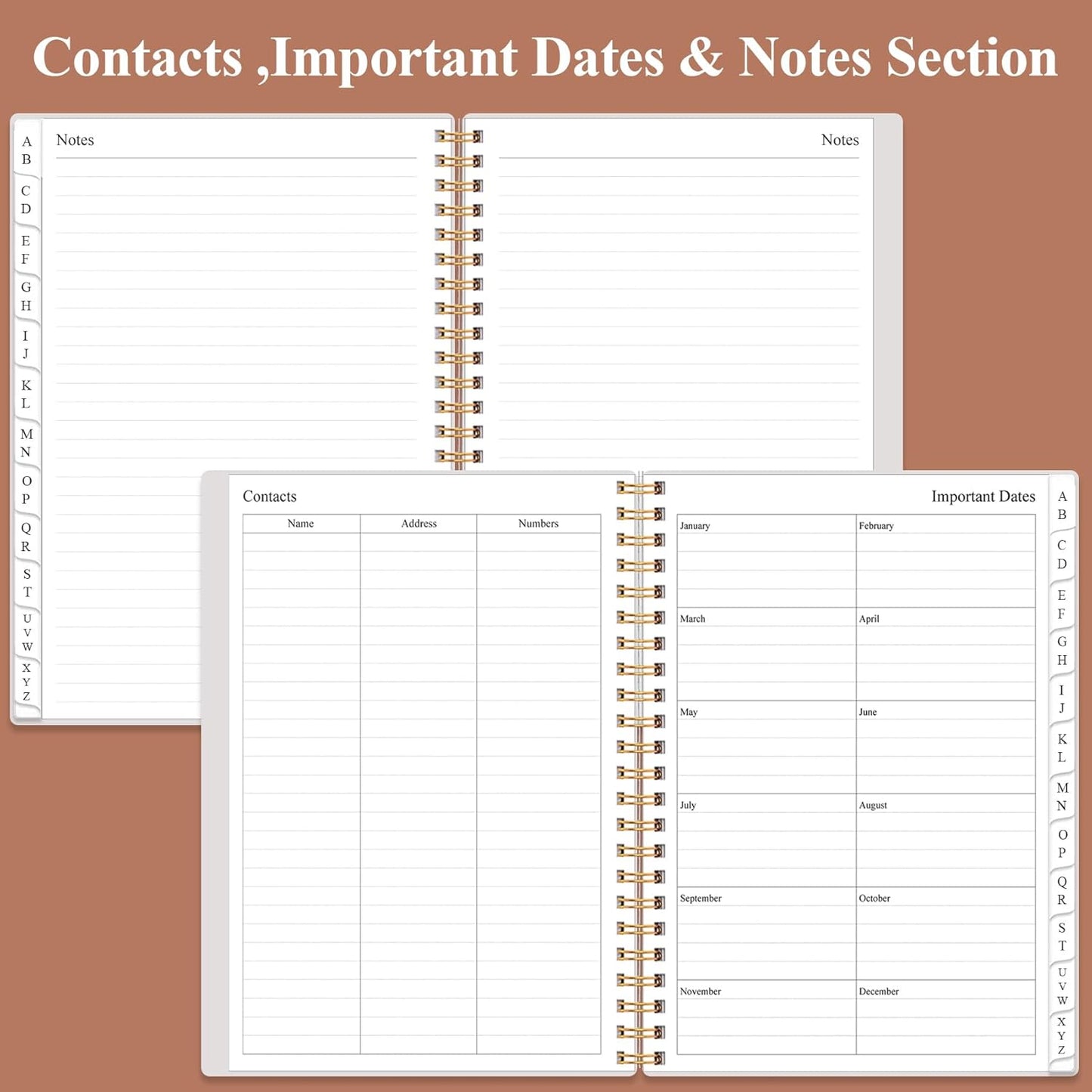 Address Book with Alphabetical Tabs - A5 Telephone & Address Book with Address Contacts, Special Date, Phone, Birthday & Internet Login Password for Home and Office, 6.2" x 8.5", Rose Leaf