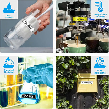 3-Pk 12mm TZ Labels Tape Compatible with Brother Ptouch TZe-231 335 831 Label Maker Tape 12mm 0.47" Laminated White/Black/Gold, Work for Brother Ptouch Label Maker PTD200 PTD400 PT1280 PT1880