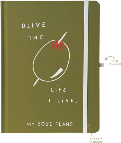 July 2025 – Dec. 2026 Planner by Graphique, Weekly and Monthly Planner, 18 Months Calendar, Olive, 6” x 8”