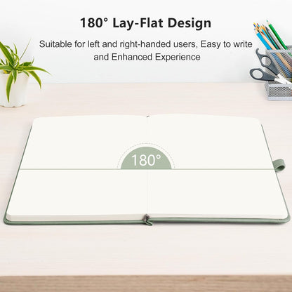 RETTACY Blank Journal Notebook, 192 Pages, A5 Medium Size (5.7'' x 8.3''), Leather Hardcover, 100 GSM Thick Paper, for Sketching, Drawing, Painting (Sage Green)