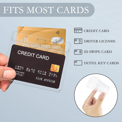 3.5x2.5 Inches Horizontal Badge Holder, Clear ID Card Holder with Waterproof Resealable Zip Type Protector, Badge Sleeve Fits Name Tag Holder/RFID/Proximity/Credit Card(Holders,50PCS)