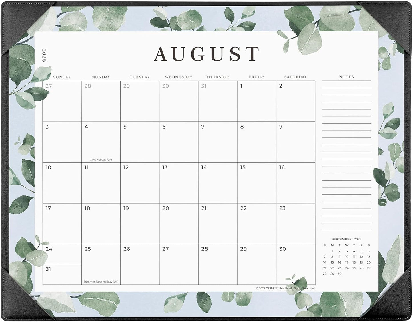 Cabbrix Desk Calendar 2025-2026 with Desktop Mat, 21" x 16.5" Large Desk Calendar July 2025 to December 2026, 18 Months Calendar for Home Office School Planning, Greenery