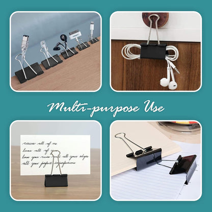 Binder Clips - 144 Small Binder Clips, 0.75 Inch Black Paper Clamps, File Clip for Home, Office and School Supplies