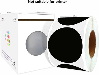 PARLAIM 2 inch Round Color-Code Dot Sticker Labels, 4 Rolls 2000 Adhesive Label Pack in Dispenser Box, Black