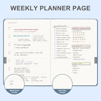 And Per Se 2026 Planner-Daily, Weekly & 15-Monthly Leather Hardcover Planner, 5.7" x 8", Daily Schedule, Monthly Tabs, 100 GSM Thick Paper, Back Pocket(Dark Blue)