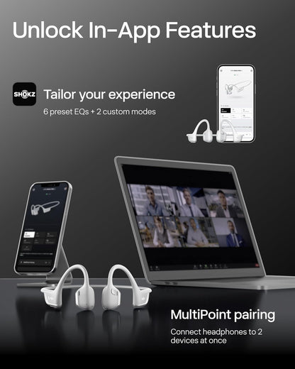 SHOKZ New OpenRun Pro 2 - Open-Ear, Bone Conduction Sport Headphones - with Reflective Strip - Sweat Resistant, Workout Headphones - Secure, Wireless, Comfortable Fit-Deep Bass and Smart Mic App
