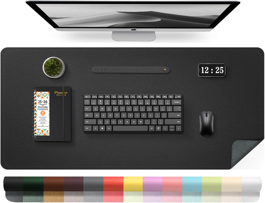 Leather Desk Pad Protector, Desk Mat, Large Mouse Pad, Non-Slip Desk Blotter, Office Laptop Desk Pad, PU Leather Desk Writing Pad for Office and Home (Black, 31.5" x 15.7")