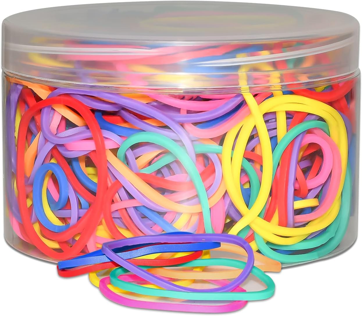JIKIOU Multicolor Rubber Bands for School Home Office, 280PCS Colored Elastics Bands, Assorted Color Rubber Bands(Unstretched Diameter:1-1/2inch,Red,Yellow, Blue,Green,Pink,Purple,Orange）